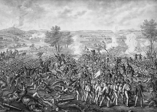 Vintage Civil War print featuring the Battle of Gettysburg