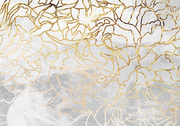 Abstract gold line art wall mural