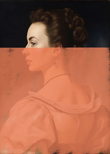 Altered Portrait of Woman Orange Modern Art
