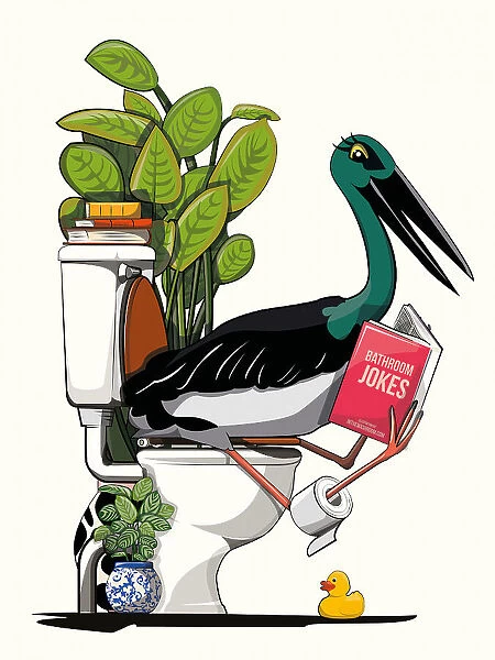 Australian Black Stork On Toilet