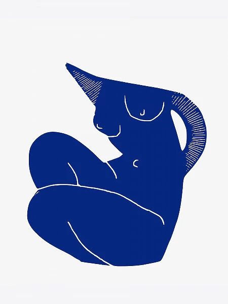Blue Seated Nude Cut Out