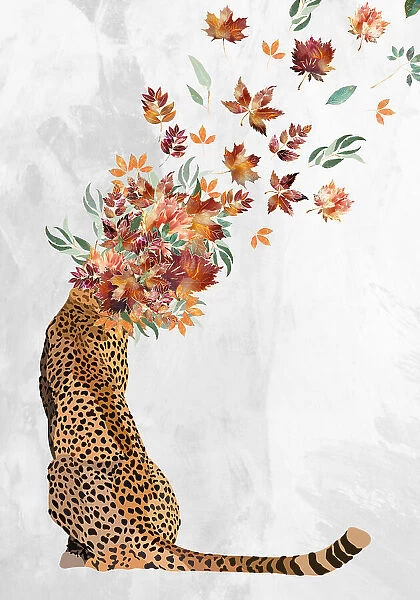 Cheetah Autumn Leaves Head