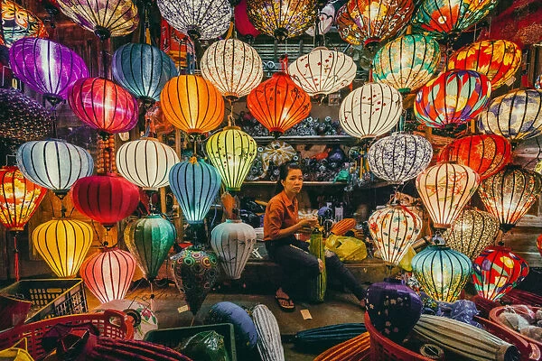 A girl with lanterns