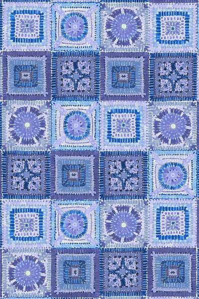 Granny squares blanket in blue