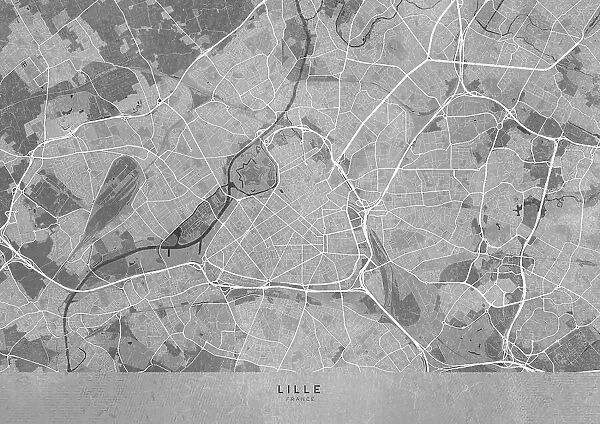 Gray vintage map of Lille France