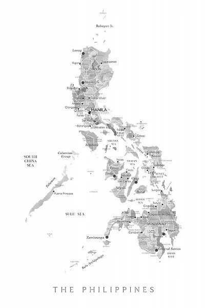 Gray watercolor map of Philippines