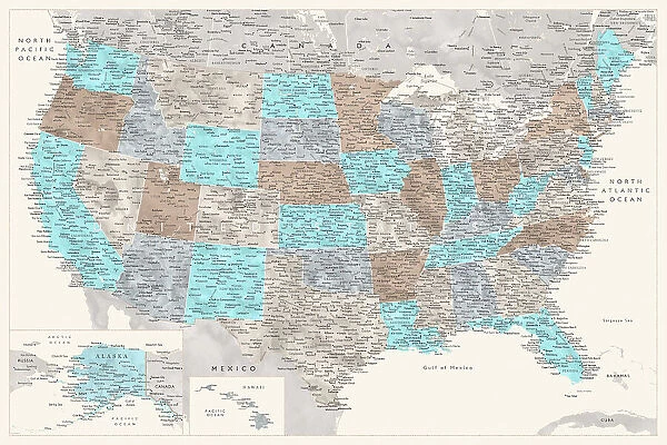 Highly detailed map of the United States, Romy