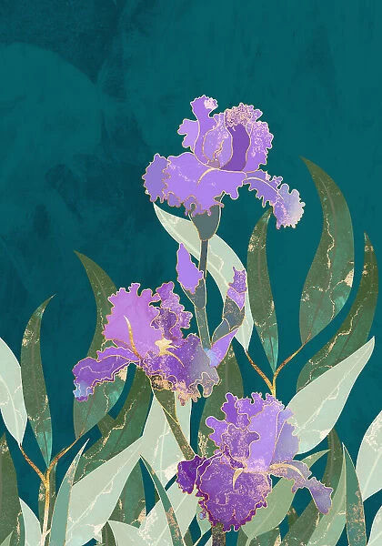 Iris Flower Turquoise