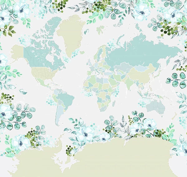 Marie world map with greenery