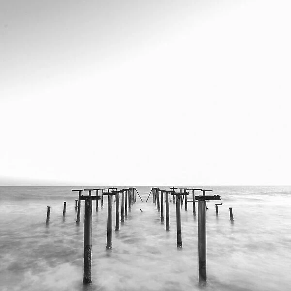 old pier and dramatic seascape