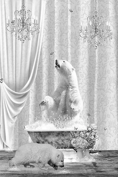 Polar Bears & Bubbles Black & White