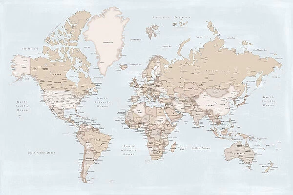 Rustic world map with cities, Renisha