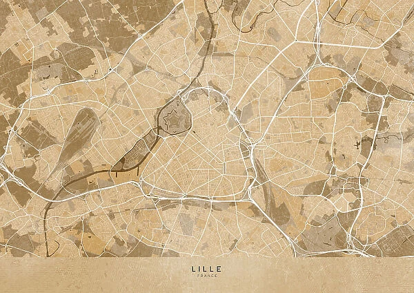 Sepia vintage map of Lille France