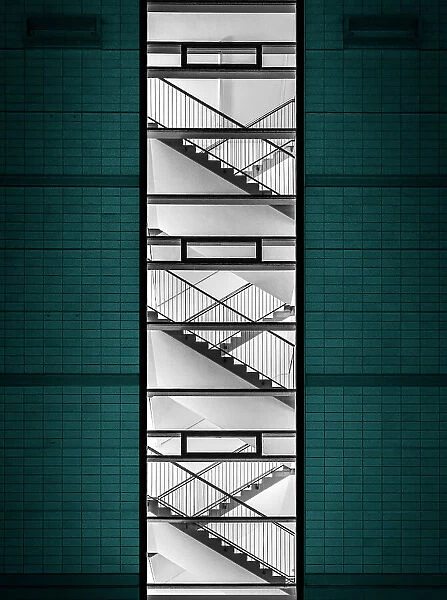 staircase in turquoise