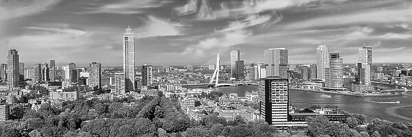 Unique Rotterdam panorama seen from the Euromast | Monochrome
