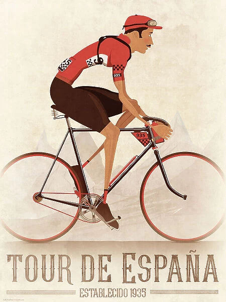 Vintage La Vuelta Cyclist On Bike