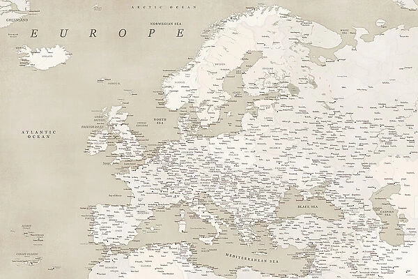 Vintage looking detailed map of Europe
