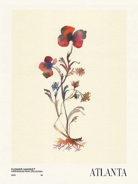 Watercolor print collection. Flower market - Atlanta