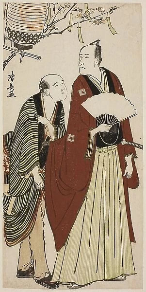 The Actor Ichikawa Danjuro V and his attendant, from an untitled series of prints showing... c1783. Creator: Torii Kiyonaga