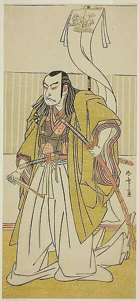 The Actor Nakamura Nakazo I as Kusunoki Masayuki Disguised as Uji no Joetsu, in the Play... c 1780. Creator: Shunsho