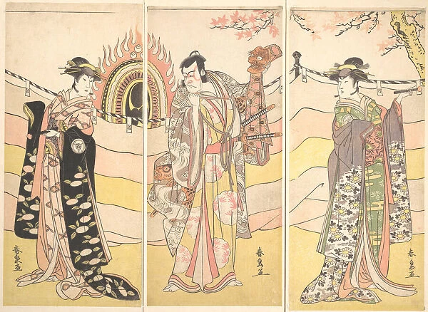 Three Actors in Beautiful Costumes Performing a Religious Dance, ca. 1785