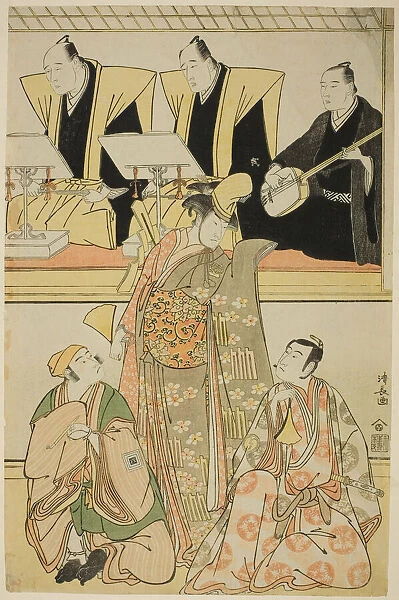 The Actors Nakayama Kojuro VI (Nakamura Nakazo I) as Chidori, Sawamura Sojuro III as Shige... 1785. Creator: Torii Kiyonaga