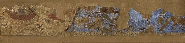 Afrasiab murals, North wall, 'Chinese panel': Emperor Taizong hunting, and the... 648-651. Creator: Sogdian Art. Afrasiab murals, North wall, 'Chinese panel': Emperor Taizong hunting, and the... 648-651. Creator: Sogdian Art