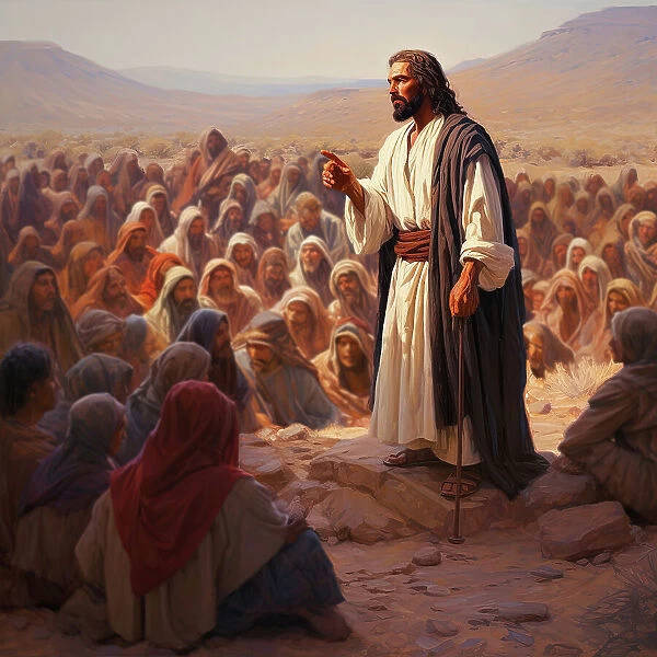 AI IMAGE - Illustration of Jesus preaching, 2023. Creator: Heritage Images
