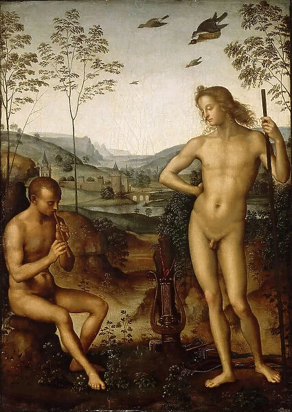 Apollo and Marsyas (Apollo and Daphnis), c. 1497. Creator: Perugino (ca. 1450-1523)