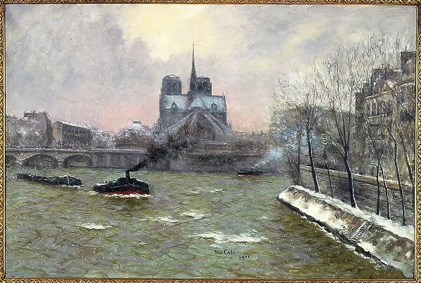Apse of Notre-Dame, seen from the Pont de la Tournelle, snow effect, 1902. Creator: Siebe Johannes ten Cate