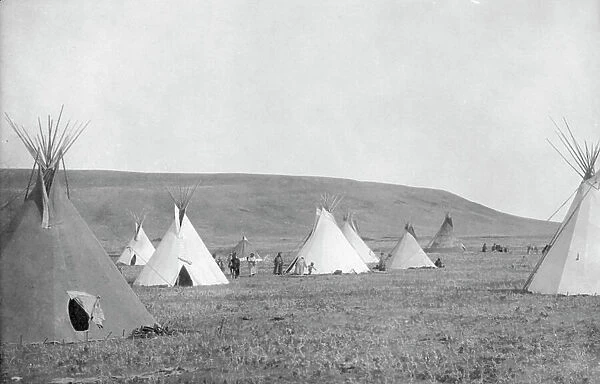 Atsina camp scene, c1908. Creator: Edward Sheriff Curtis