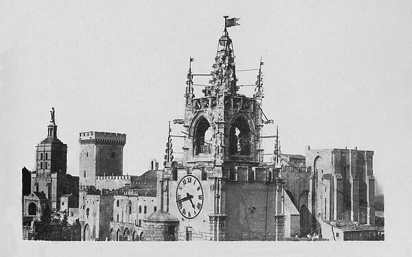 Avignon - The Jacquemart Tower, Church Notre-Dame of Doms and Popes Palace, c1925