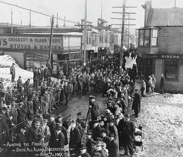 Awaiting the finish at the Sixth All Alaska Sweepstakes, 1913. Creator: Unknown