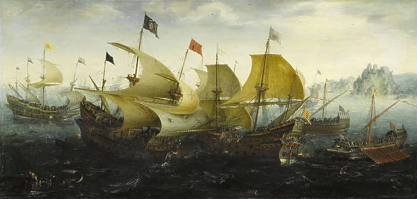 Battle of Cadiz (Dutch and English Ships Attack the Spanish Armada), 1608. Artist: Aert Anthonisz. (Aert van Antum) (ca. 1580-1620)