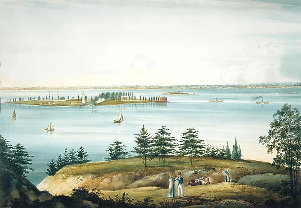 The Bay of New York and Governors Island Taken from Brooklyn Heights, 1820-25