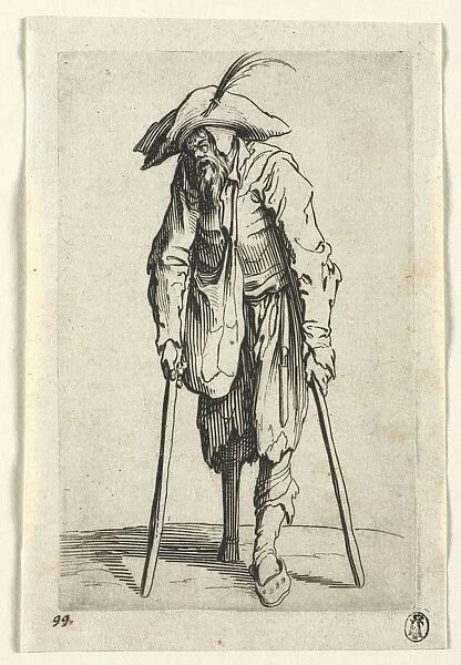 The Beggars: Beggar with Wooden Leg, c. 1623. Creator: Jacques Callot (French, 1592-1635)