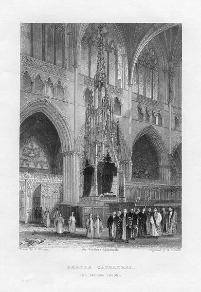 The Bishops Throne, Exeter Cathedral, Devon, c1836-c1842. Artist: Benjamin Winkles