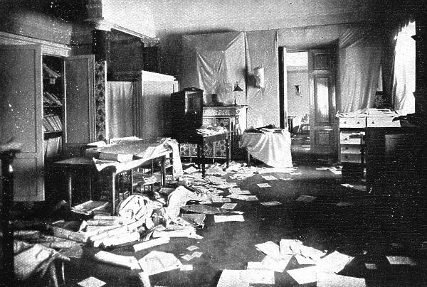 The Bolshevik Coup in Russia; At the Winter Palace: the bedroom of Grand Duchess... 1917. Creator: Unknown