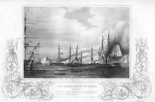 The bombardment of Odessa, Ukraine, during the Crimean War, 1854 (1857). Artist: George Greatbatch