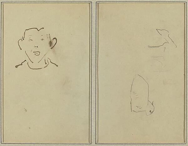 Boy's Face; Two Sheep [verso], 1884-1888. Creator: Paul Gauguin