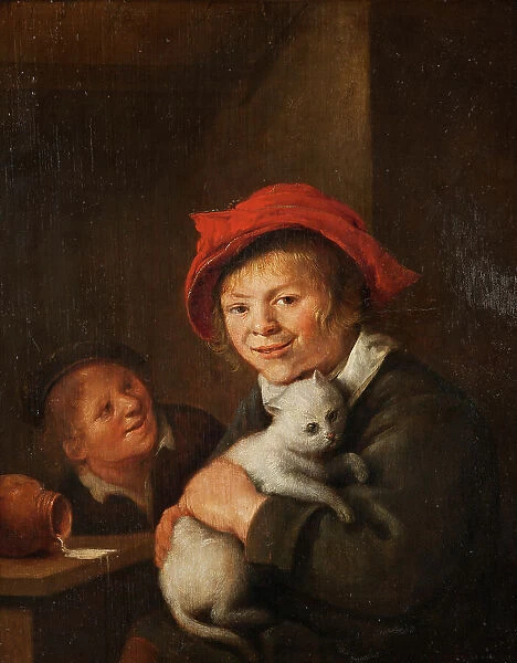 Two boys playing with a cat, 1650s. Creator: Jan Miense Molenaer