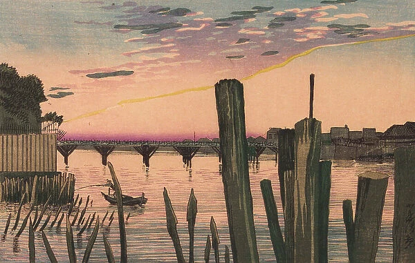 Breakwater Stakes and Ryogoku Bridge, 1880. Creator: Kobayashi Kiyochika