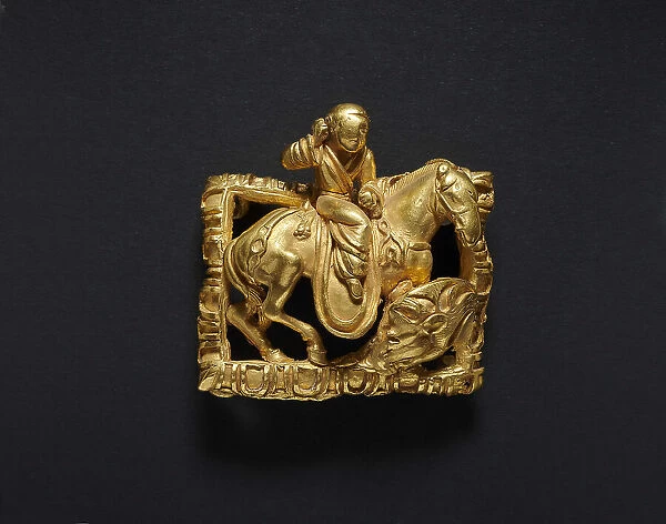 Buckle with boar hunting scene, 2nd-1st century BCE. Creator: Central Asian Art