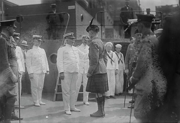 Captain Adams receiving 'Kilties' on U.S.S. Recruit, July 1917. Creator: Bain News Service. Captain Adams receiving 'Kilties' on U.S.S. Recruit, July 1917. Creator: Bain News Service