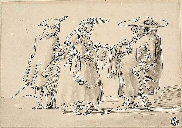 Caricatures of Two Men and a Woman, n.d. Creators: Marco Ricci, Bernardo Bellotto, Pier Leone Ghezzi