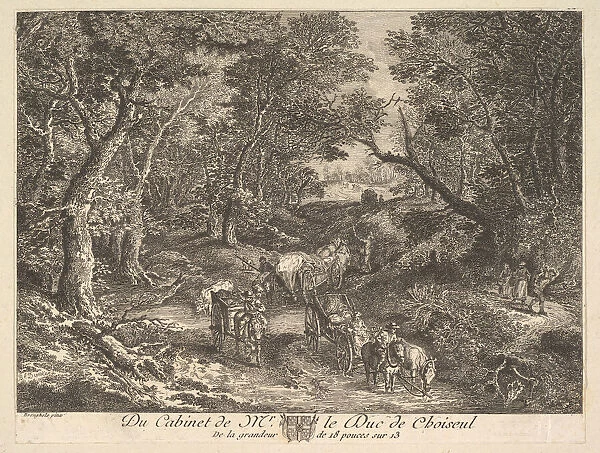 Carts on a Path through the Woods after a painting in the collection of the Duc de