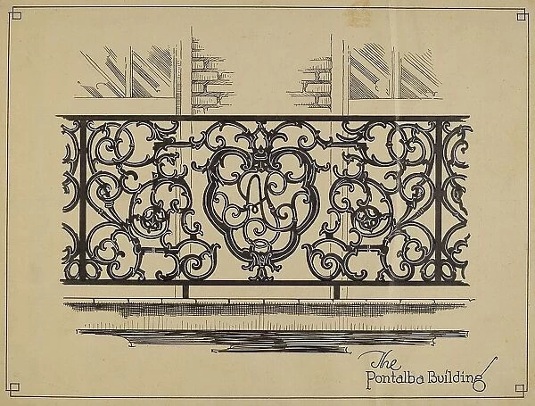 Cast Iron Balcony Rail, c. 1936. Creator: Thomas Byrne