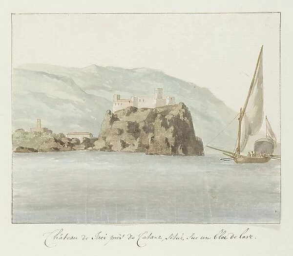 Castle of Aci Castello on a lava rock off the coast of Catania, 1778. Creator: Louis Ducros