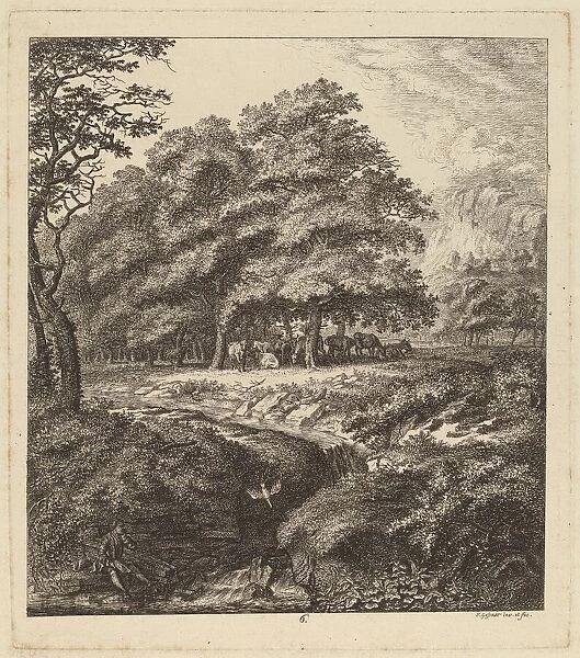 Cattle Resting in a Grove with a Man Seated beside a Brook, 1764
