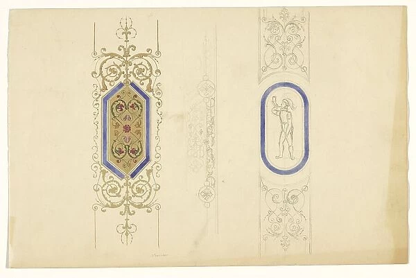 Three central motifs of pilasters, c.1835-c.1860. Creator: Workshop of Franz Jakob Kreuter